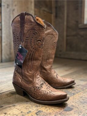 Gypsy Girl By Corkys Leather Cowboy Boots Brown Western Womens Size 8